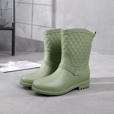 Regenlaarzen Rubber Schoenen Dames Mid-kuitlengte Koreaanse Versie Antislip Waterdichte Schoenen Schattige Waterdichte Laarzen 36 groen