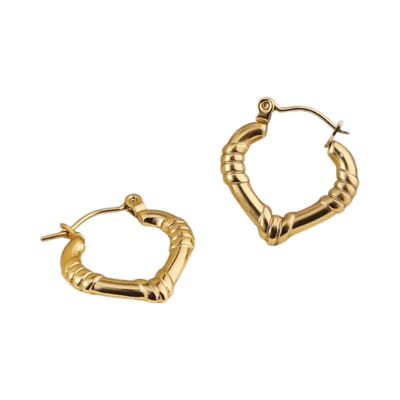 Aramat Jewels | Oorringen | Goudkleurige RVS Oorringen met Streepjes – 22x20mm | | | |8mm | Staal | Volwassenen | Verkleurd niet