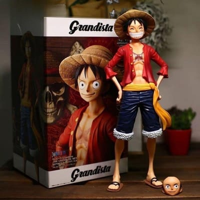 One Piece Luffy Lachend Gezicht Luffy Mengqi D Luffy Gezicht Verwisselende Luffy Handgemaakt PVC Figuur Decoratie Kerstversiering Cadeau brown