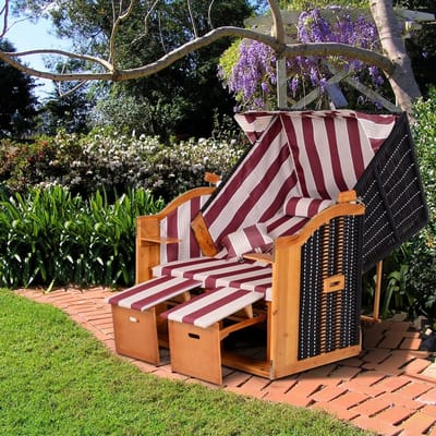 Wishdor Strandkorf - 2-zits - Verstelbare rugleuning - Relaxfunctie - Balkon - Hout en metaal - Rood - B118 x T79 x H160 cm