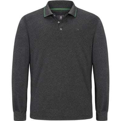 Jan Vanderstorm herren Poloshirt Met Lange Mouwen - 52/54 - donkergrijs - Plus Size
