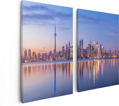 Artaza Canvas Schilderij Tweeluik Toronto Skyline in Canada - 80x60 - Foto Op Canvas - Canvas Print