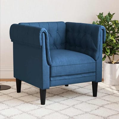 vidaXL - Fauteuil - Chesterfield-stijl - stof - blauw