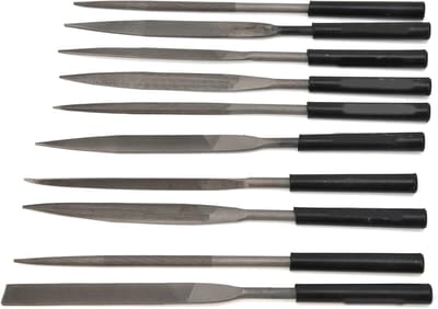 Sieradenvijlen Set - Metalen Vijlen - Gladmaken en Graveren - Ergonomische Handgreep - 10 Stuks - Zwart