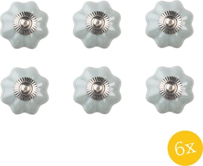 Clayre & Eef Deurknop set van 6 stuks Ø 4 cm Grijs Keramiek Meubelknop