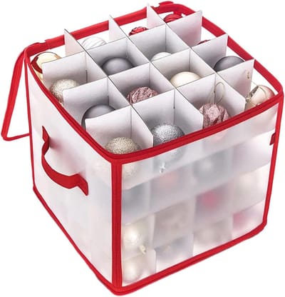 Opbergdoos Decoraties - Huis Organisatie - Feestdagen Opslag - 64 Vakken - 30.5 x 30.5 cm - Wit