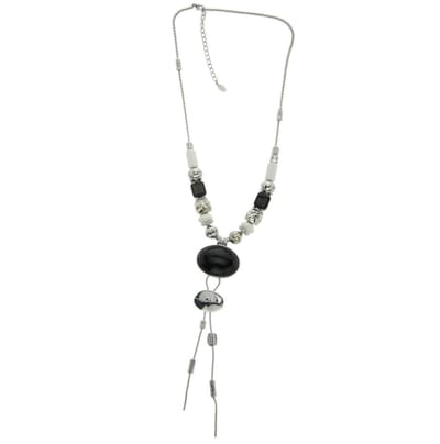 Behave Lange ketting met keramieke kralen en ovale hanger