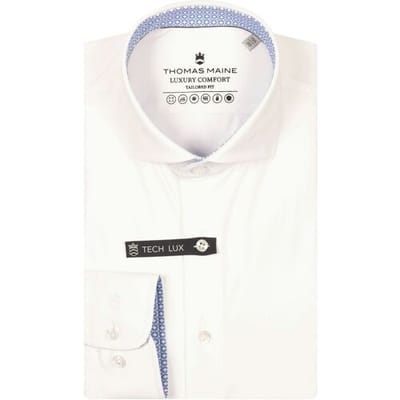 Thomas Maine Overhemd Hyperflex Subtle Star Contrast Fabric Roma Modern Ken Wit / male