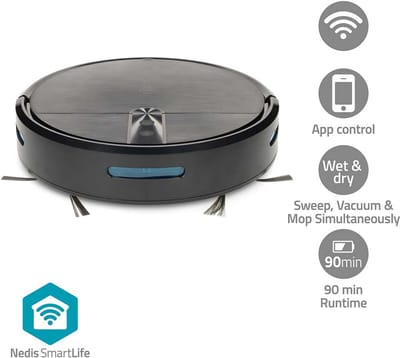 Nedis SmartLife Robotstofzuiger - 2.000 Pa Zuigkracht - Dweilfunctie - Incl. App