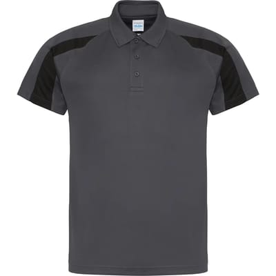 Just Cool - Cool Contrasterend Polo - Charcoal (Solid)/Jet Black maat XXL