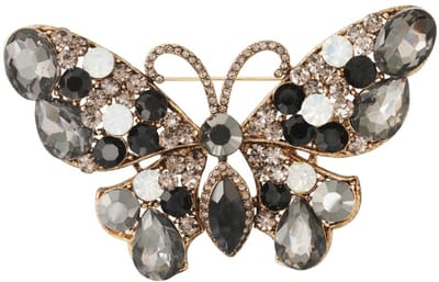 Vlinder broche - Zwart - Dames broche - Gouden broche - Sierbroche - Goudlief