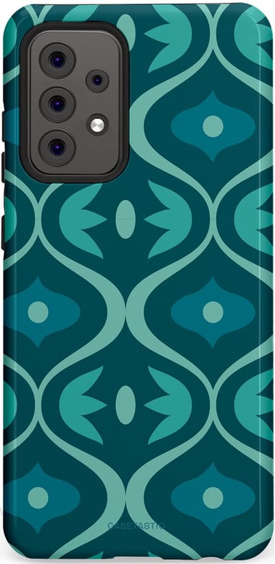 Casetastic hoesje geschikt voor Samsung Galaxy A52 (2021) 5G / Samsung Galaxy A52 (2021) 4G - Dubbellaagse bescherming - Decoratief Blauwgroen - Fashion Case - Petrol