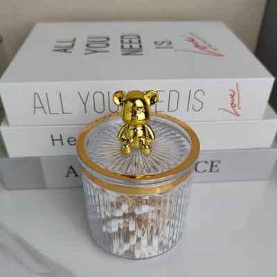 Schattige beer wattenschijfjeshouder wattenstaafje opbergdoos cosmetica badkamer wattenstaafje make-up container lippenstift organizer doos