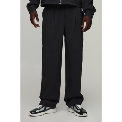 Double Pleat Relaxed Fit Co-Ord Tailored Trousers | Charcoal | Size 44