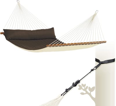 Gevoerde Hangmat - Kingsize Lighangmat - Buiten Ontspannen - Inclusief Bevestiging - 400 x 140 cm - Arabica