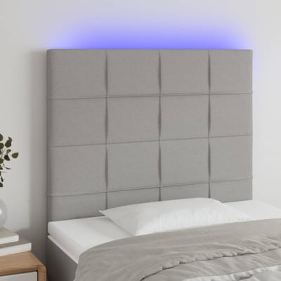 vidaXL - Hoofdbord - LED - 80x5x118/128 - cm - stof - lichtgrijs