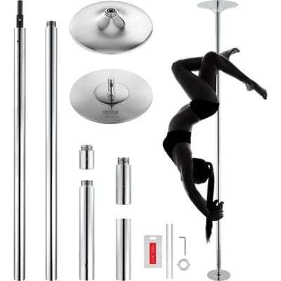 VEVOR Professionele Danspaal, Professionele Paaldanspaal, ca. 216,3-270 cm, Hoogte Verstelbare, Verwijderbare Fitnesspaal, Spinning Fitness Zilver, Statische Danspaal, Gymnastiek