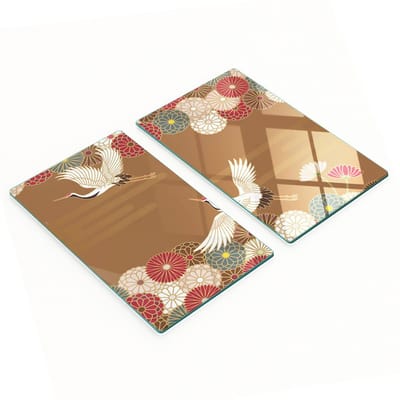 Decoratieve glazen snijplanken voor in de keuken met kraanvogelmotief, 2x30x52 cm