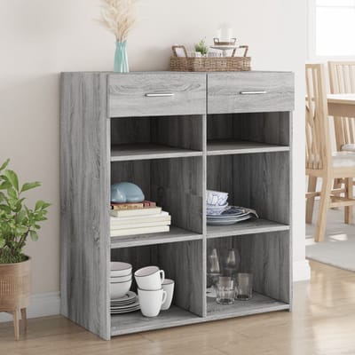 vidaXL - Dressoir - 80x42,5x93 - cm - bewerkt - hout - grijs - sonoma - eikenkleurig