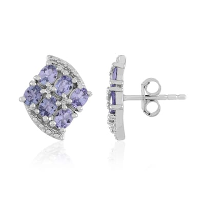 Cavill - Zilveren Oorbellen Platina Gecoat - 12 Ovaal Geslepen Tanzanieten 1,653 ct - Elegante Sterlingzilver Oorbellen - Dames Sieraden