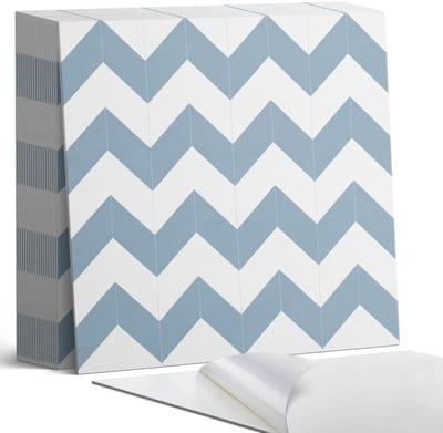 Coloray Plaktegels - Zigzagpatroon Zelfklevende Tegels - 20 cm x 20 cm - Blauw Plaktegels - 20 stuks - Vierkant PVC Tegels - Plaktegels Badkamer - Plaktegels Vloer - Vinyl Tegels Zelfklevend - Wandtegel Zelfklevend