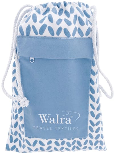 Walra Travel Textiles Strandlaken 100x180 cm Stripes & Vibes Blue - Hoogwaardige kwaliteit - Zacht & sneldrogend - Inclusief tas