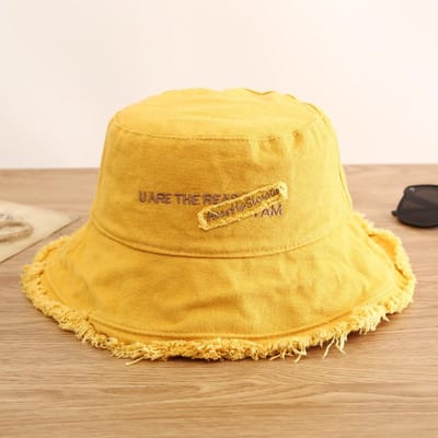 Heren Ruwe Randen Bucket Hat Bob Zomer Kpop Stoffen Label Panama Hoed voor Vrouwen Hip Hop Petten Buitenactiviteit Zon Vissen Vissershoed 56-58cm orange