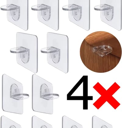 Actie4you® - Zelfklevende Kastplankdragers - Transparant - Zelfklevende haken - Dragers voor planken - Kunststof - Plankdrager - Legplankdrager - Schap drager – 4 Stuks