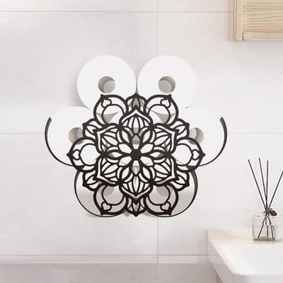 Bloem Toiletpapier Houder, Wandgemonteerde Opbergrek voor 8 Rollen, Metalen Organizer voor Toiletpapier en Badkameraccessoires