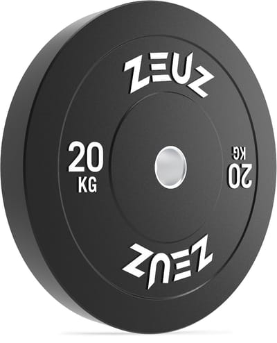 ZEUZ 1 Stuk Training Halterschijf 20 KG – Gewichten Set – 20kg Bumper Plates voor 50 mm Halter – voor CrossFit & Fitness – Zwart & Wit