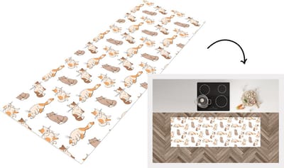 Keukenloper - Loper keuken - Patroon - Kat - Kitten - 150x50 cm - Keukenloper vinyl