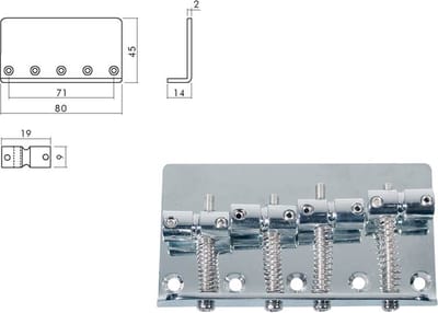 Boston BB-104-C Brug-Staartstuk voor Jocker/Puncher Bass - Chroom, 19mm