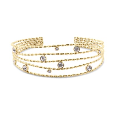 CO88 Collection 8CB-91429 – Bangle Armband Dames – Cubic Zirconia – Goudkleurig – RVS – Cadeau voor Vrouwen