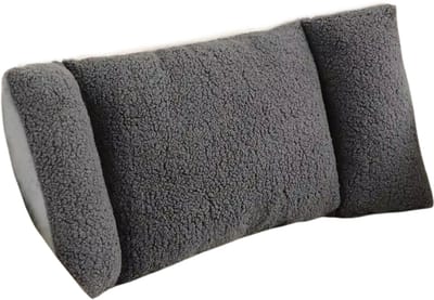 Ergonomisch 3-Segment Fleece Lendenkussen Rugkussen – Comfortabele Rugsteun voor Thuis, Auto en Kantoor, Lendesteun Kussen - Donkergrijs