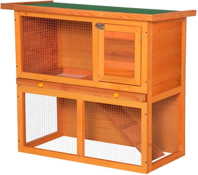 Noventra konijnenhok-konijnenhok voor buiten-konijnenhokken-dierenverblijf-konijn-90 x 45 x 80 cm-metalen gaas-dennenhout-