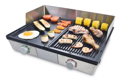 Solis Deli Grill 7951 Grill Apparaat - Bakplaat Electrisch - Grillplaat RVS - Xylan Anti-Aanbaklaag - Zilver/Zwart