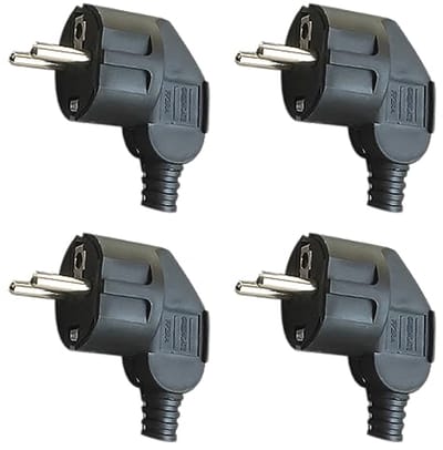 4 Stuks Schuko Stekker voor Buiten met Knikbescherming - Waterdichte Geaarde Stekker