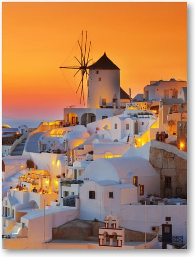 Oia bij zonsondergang, Santorini Griekenland - 30x40 Poster Staand - Besteposter