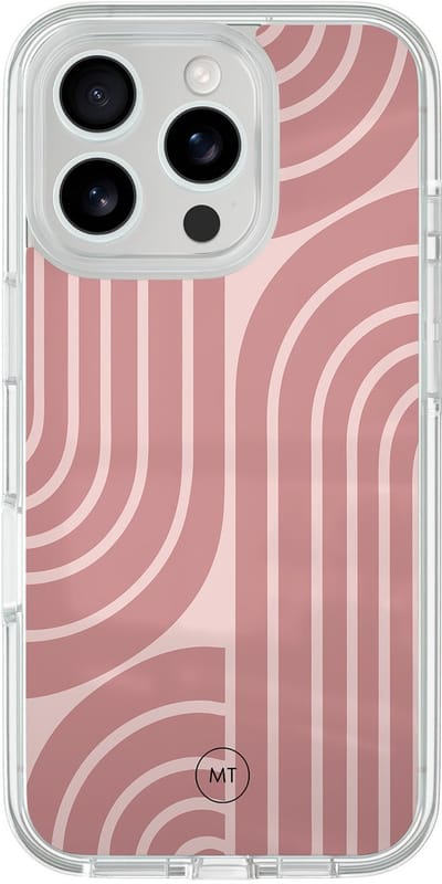 Hybride hoesje geschikt voor iPhone 16 Pro - Blush shapes - Extra bescherming - Luxe beschermhoes - TPU case - Transparant, Roze - Mooie Telefoonhoesjes