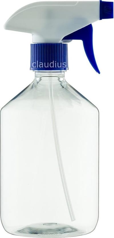 Lege plastic fles 500 ml PET apothekersfles transparant - met blauwe Spraykop – set van 10 stuks - Navulbaar - leeg