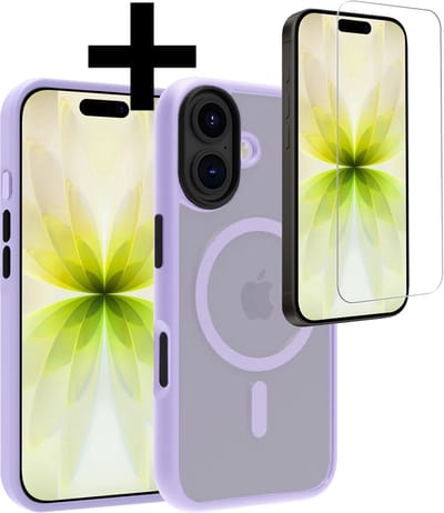 Hoesje - Met Screenprotector - Geschikt voor Apple iPhone 17 - Magsafe Compatible - Sterk & Shockproof - Back Cover - Shock Proof Case - Telefoon Hoes - Telefoonhoesjes - Lila
