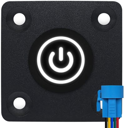 ProRide Metalen drukschakelaar Inbouwpaneel 12V ON-OFF - 19mm - met Aansluitkabel - 12V/24V - LED indicatie Wit