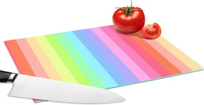 Glazen Snijplank - 28x20 - Regenboog - Patronen - Pastel - Snijplanken Glas