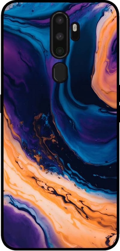 Smartphonica Telefoonhoesje voor OPPO A5 2020 marmer look - backcover marmer hoesje - Blauw geschikt voor OPPO A5 (2020)
