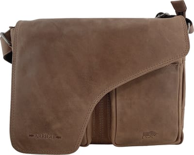 Schoudertassen Vrouw Crossbody Tas Dames - Grote Klep - Echt Leer - Taupe