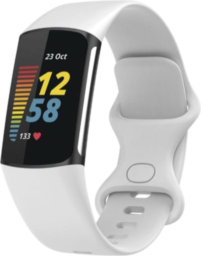 MY PROTECT - Siliconen Bandje - Geschikt Voor Fitbit Charge 5 / Fitbit Charge 6 Siliconen Bandje Horlogeband / Polsband / Armband - Wit