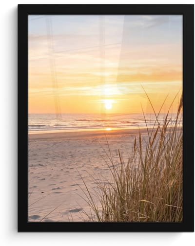 Poster in lijst - Fotolijst 30x40 cm - Posters - Zonsondergang - Duinen - Zee - Posterlijst zwart - Decoratie - Wanddecoratie woonkamer - Muurdecoratie slaapkamer
