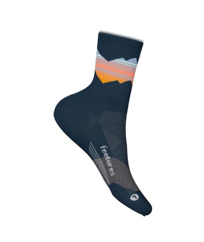 Feetures - Trail Max Cushion Quarter - Blue Ridge Navy - Navyblauw-Oranje / SMALL