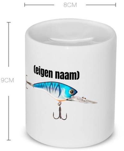 Akyol - visser haak met aas met eigen naam Spaarpot - Vissen - liefhebber van vissen - iemand die houdt van vissen - verjaardag - cadeau - kado - geschenk - 350 ML inhoud