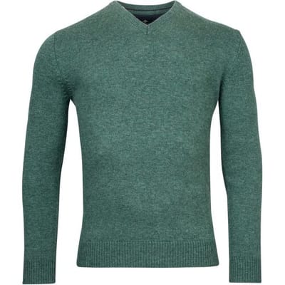 Baileys Trui Lambswool V-Neck Single Knit Misty Green / male